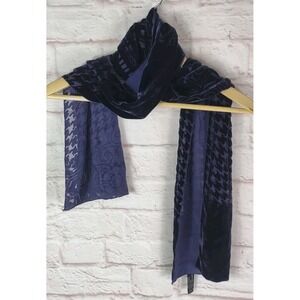 Vintage Burned Out Purple Velvet Silk Blend Scarf 46 x 10 Floral Burnout Korea